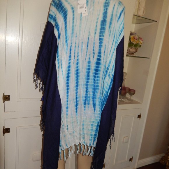 New Studio 36 shawl wrap blue multi color women scarf. O/S Rayon - Picture 3 of 7